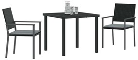 vidaXL Σέτ φαγητού για κήπο 3 pcs Μαύρο Πολυ ράταν
