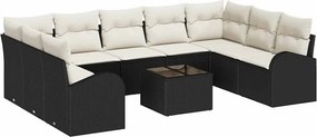vidaXL Σετ Καναπέ με μαξιλάρι 10 pcs Μαύρο Πολυ Ρατάν