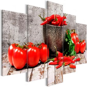Πίνακας - Red Vegetables (5 Parts) Concrete Wide 200x100