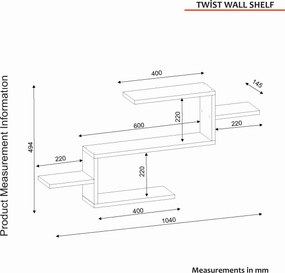 Βιβλιοθήκη Λευκό TWIST 104x14,5x49,4