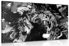 Εικόνα κεφαλιού λιονταριού σε μαύρο & άσπρο