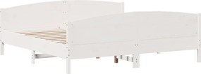 vidaXL Σκελετός Κρεβ. Χωρίς Στρώμα Λευκό 200x200 εκ Μασίφ Πεύκο