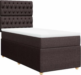 vidaXL Κρεβάτι Boxspring με Στρώμα Σκούρο Καφέ 80x200 εκ. Υφασμάτινο