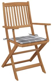 vidaXL Καρέκλες Εξ. Χώρου Πτυσσόμενες 8 τεμ. Ξύλο Ακακίας &amp; Μαξιλάρια