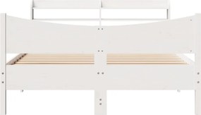 vidaXL Πλαίσιο Κρεβατιού με Κεφαλάρι Λευκό 140x200 εκ. από Μασίφ Πεύκο