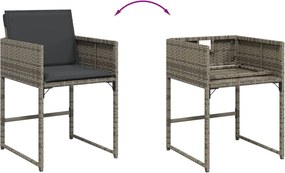 vidaXL Σετ Τραπεζαρίας Κήπου 17 τεμ. Γκρι από Συνθ. Ρατάν με Μαξιλάρια