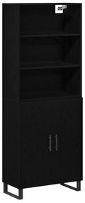 vidaXL Υψηλός Πάγκος Μαύρης Βελανιδιάς 69.5x34x180 εκ. Μηχανικά ξύλα