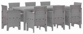 vidaXL Σέτ φαγητού για κήπο 9 pcs Ανοιχτό γκρι Rattan Polt
