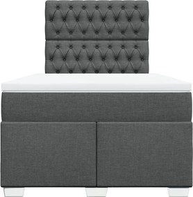vidaXL Κρεβάτι Boxspring με Στρώμα Σκούρο Γκρι 120x190 εκ Υφασμάτινο