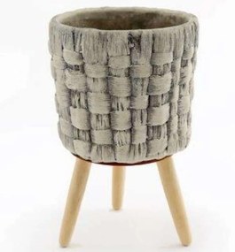 Κασπώ Σε Τρίποδο 014.PS0156 24cm Beige-Grey Wood