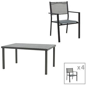 Intrahome Τραπεζαρία Moly-Kliton A σετ 5τεμ Intrahome αλουμινίου και ανθρακί textilene 150x80x74εκ | SKU: INTRAPA-311111936