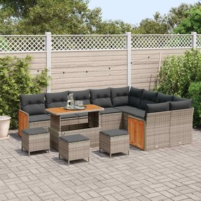 vidaXL Σετ Καναπέ Κήπου με μαξιλάρι 13 pcs Γκρι