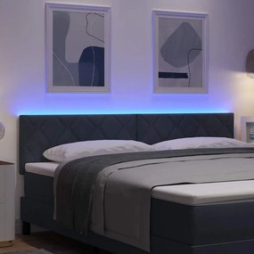 vidaXL LED κεφαλάρι Σκούρο Γκρι 180 cm Βελούδο