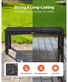 VEVOR Outdoor Bench Patio Bench 113 cm Weatherproof Plastic Frame 272 kg Black