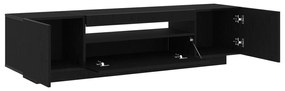 vidaXL Κάδος τηλεόρασης με LED φώτα, Μαύρο Δρυς, 160x35x40 εκ., από επεξεργασμένο ξύλο