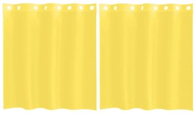 vidaXL Voile κουρτίνες με ροδέλες 2 τεμάχια Κίτρινο