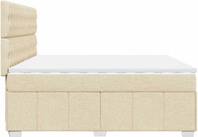 vidaXL Κρεβάτι Boxspring με Στρώμα Κρεμ 200x200 εκ. Υφασμάτινο
