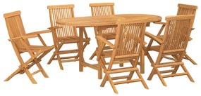 Σέτ φαγητού για κήπο 7 pcs Καφέ Στερεό Ξύλο Τίκ