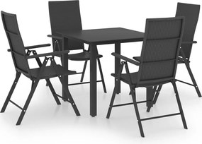 vidaXL Σετ Τραπεζαρίας Κήπου 5 Τεμαχίων Μαύρο