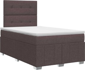 vidaXL Κρεβάτι box spring με στρώμα Σκούρο Καφέ 120 x 190 cm Ύφασμα