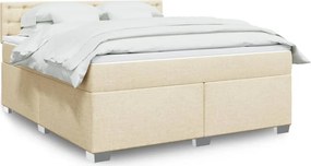 vidaXL Κρεβάτι Boxspring με Στρώμα Κρεμ 180x200 εκ. Υφασμάτινο