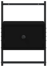 Κομοδίνο Επιτοίχιο Μαύρο 35 x 30 x 51 εκ. από Επεξεργ. Ξύλο - Μαύρο