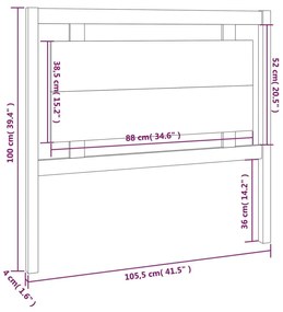 Κεφαλάρι Κρεβατιού Λευκό 105,5 x 4 x 100 εκ. Μασίφ Ξύλο Πεύκου - Λευκό