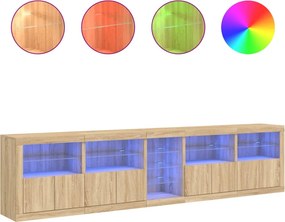 vidaXL Μπουφές με LED Sonoma Δρυς 283 x 37 x 67 εκ.