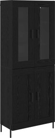 vidaXL Highboard Μαύρη Οξυά 69,5 x 34 x 180 εκ. Επεξεργασμένο Ξύλο