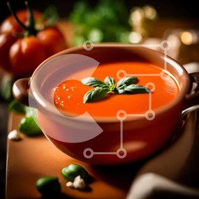 Σετ των 2 Intra Συλλεκτικό Ξύλινο Παζλ Plywood 4mm - Νόστιμη σούπα ντομάτας με φρέσκο βασιλικό Σε Ξύλινο Κουτί - Διαστάσεις: 10x10 cm – 25 κομμάτια