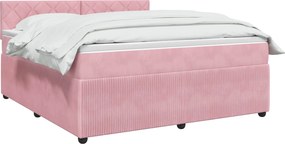 vidaXL Κρεβάτι box spring με στρώμα Ροζ 140 x 190 cm Βελούδο