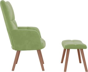 vidaXL Πολυθρόνα Relax Ανοιχτό Πράσινο Βελούδινη με Σκαμπό