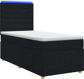 vidaXL Κρεβάτι box spring με στρώμα Μαύρο 90 x 190 cm Ύφασμα