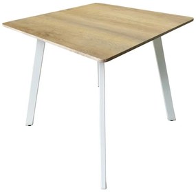 Τραπέζι Squaro sonoma mdf με λευκά μεταλλικά πόδια 80x80x75εκ 80x80x75 εκ.