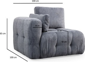 Corner Sofa Amaris 2 Seater With Pouffe - Grey Grey