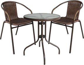 Σετ Τραπεζαρία Κήπου ArteLibre EARTH Μέταλλο Καφέ Με 2 Πολυθρόνες