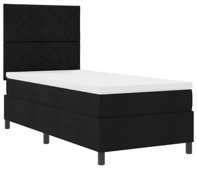 vidaXL Κρεβάτι με Ελατήριο και Στρώμα & LED Μαύρο 100x200 εκ. Ύφασμα