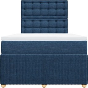 vidaXL Κρεβάτι Boxspring με Στρώμα Μπλε 120x190 εκ. Υφασμάτινο
