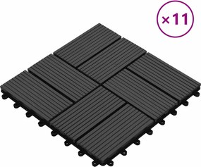 vidaXL Πλάκα Κατασκευής 11 pcs Μαύρο 30 x 30 cm WPC