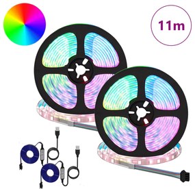 vidaXL Λωρίδα LED 2 pcs Μαύρο και Διαφανές 5500 χιλ