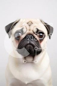 Intra Συλλεκτικό Ξύλινο Παζλ Plywood  4mm - Γοητευτικό Pug Dog με εκφραστικά μάτια Σε Ξύλινο Κουτί - Διαστάσεις: 10x10 cm – 25 κομμάτια