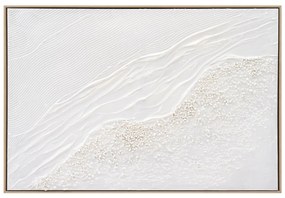 WALL PAINTING  WITH BEIGE PS FRAME-CANVAS WITH SHADES OF WHITE 92x4,5x62Hcm.