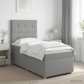 vidaXL Κρεβάτι box spring με στρώμα Ανοιχτό γκρι 90 x 200 cm Ύφασμα