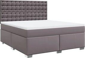 vidaXL Κρεβάτι Boxspring με Στρώμα Γκρι 180x200 εκ. Συνθετικό Δέρμα