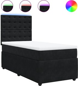 vidaXL Κρεβάτι Boxspring με Στρώμα Μαύρο 100x200 εκ. Βελούδινο
