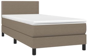 vidaXL Κρεβάτι Boxspring με Στρώμα &amp; LED Taupe 90x200 εκ. Υφασμάτινο