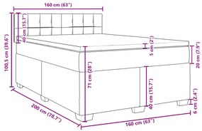 Κρεβάτι Boxspring με Στρώμα Κρεμ 160x200 εκ. Υφασμάτινο - Κρεμ