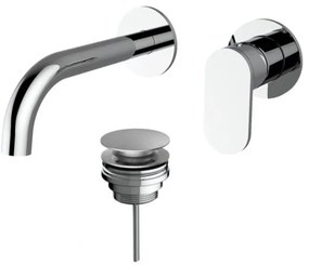 Armando Vicario Slim Chrome Μπαταρία Νιπτήρος Εντοιχισμού 2 Οπών+Βαλβίδα clic-clac 500045-100 R0338-100