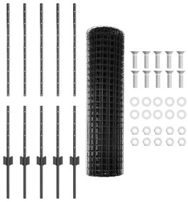 vidaXL Τεντώτο με στήριγμα Γκρι 1 x 10 m Ατσάλι