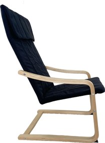Πολυθρόνα ArteLibre NORDVIK Μαύρο/Φυσικό Ύφασμα/Ξύλο 60x71x105cm
